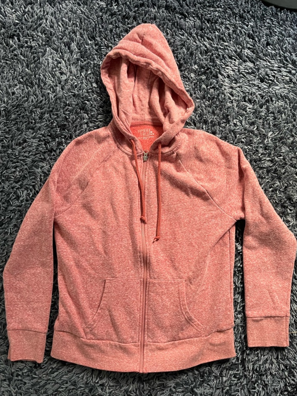 Time and Tru Heathered Rose Zip-Up Hoodie